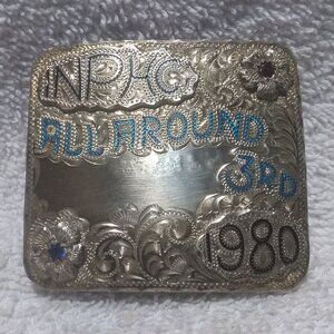 INPHC All Around  3RD 1980 Silver Buckle Flower Hanson Signed Vintage !!